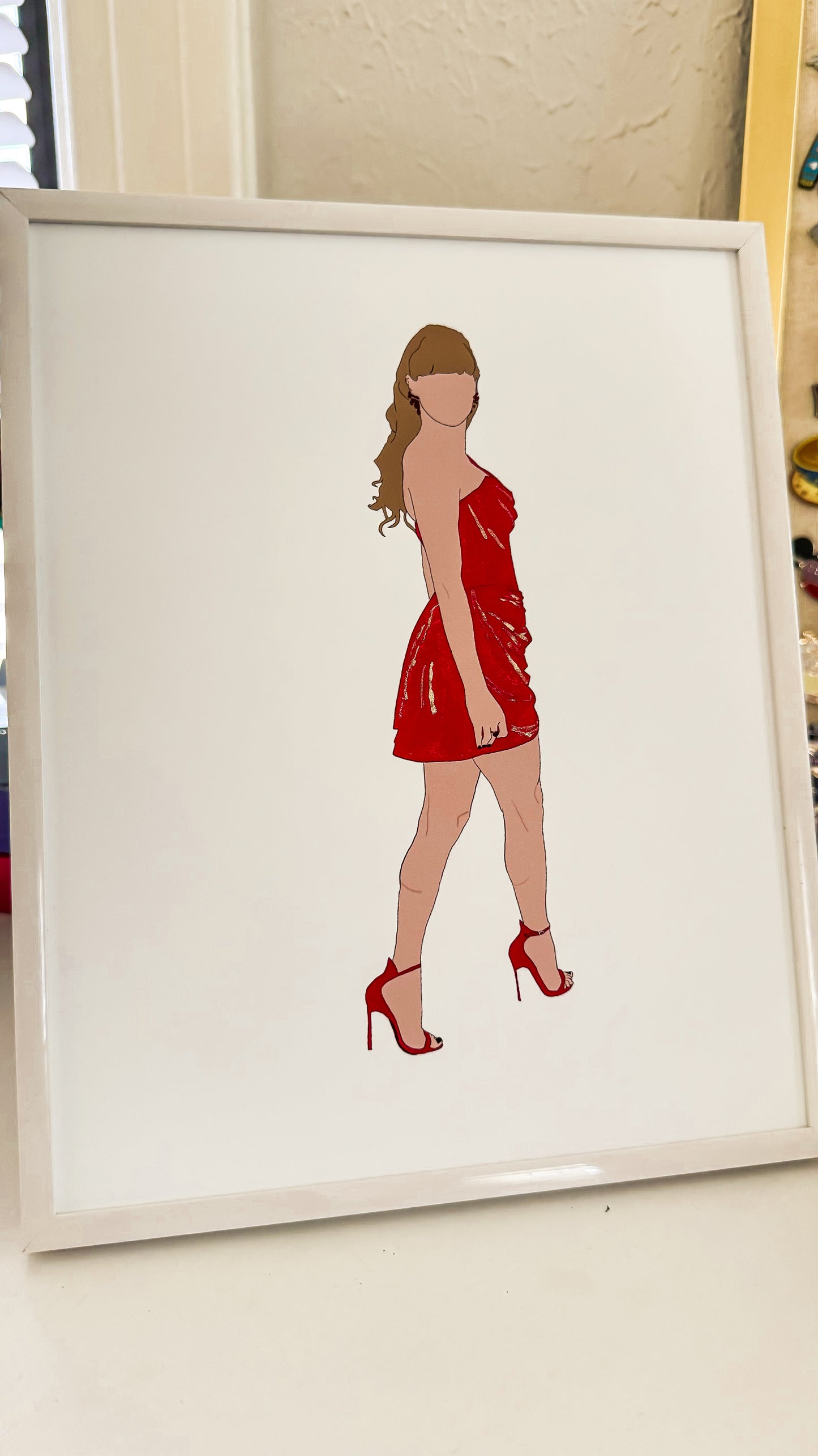 Red Dress Pop Icon Glitter Art Print