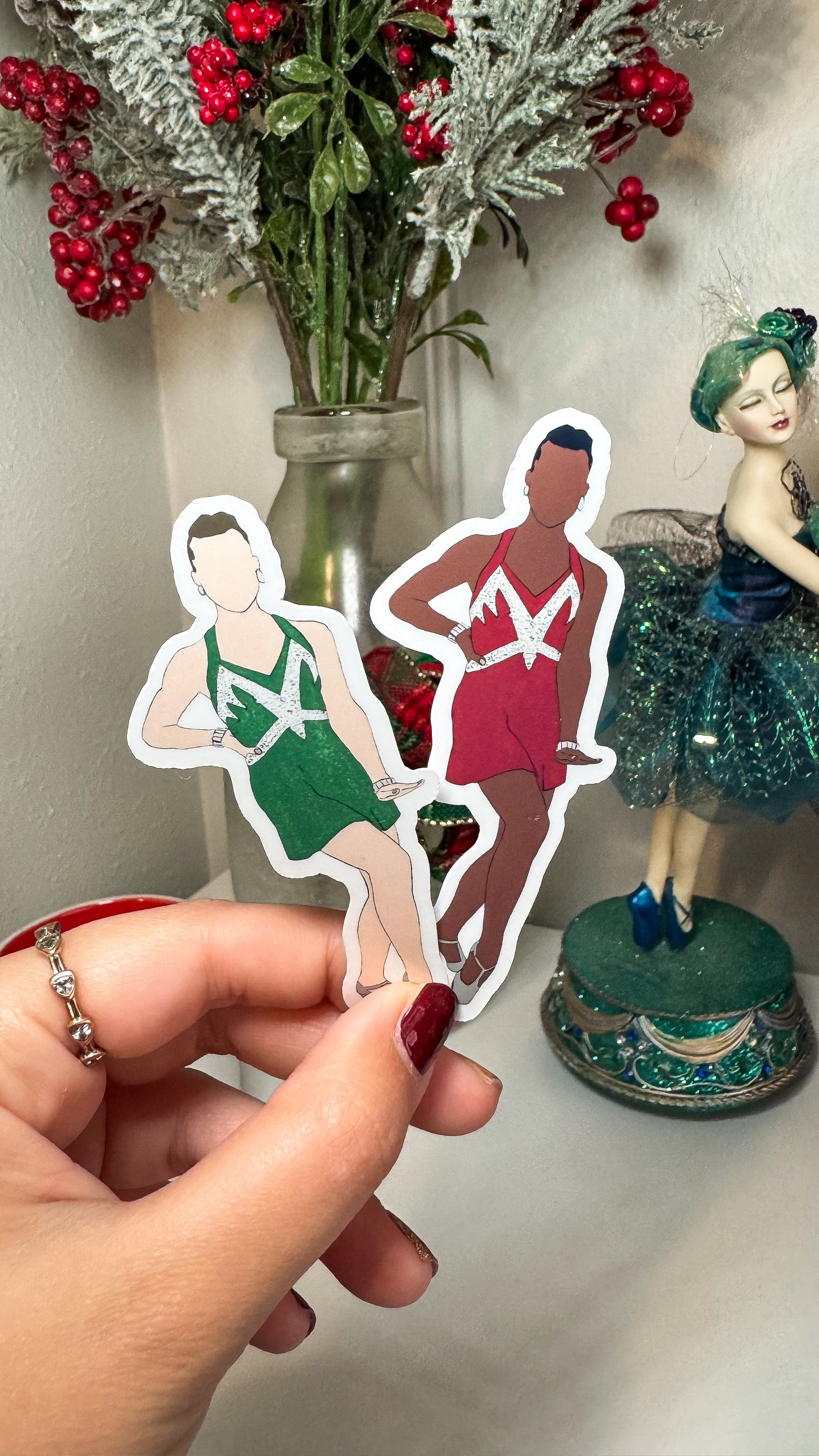 Rockettes Green/Red Christmas Spectacular Outfit Vinyl Waterproof Sticker