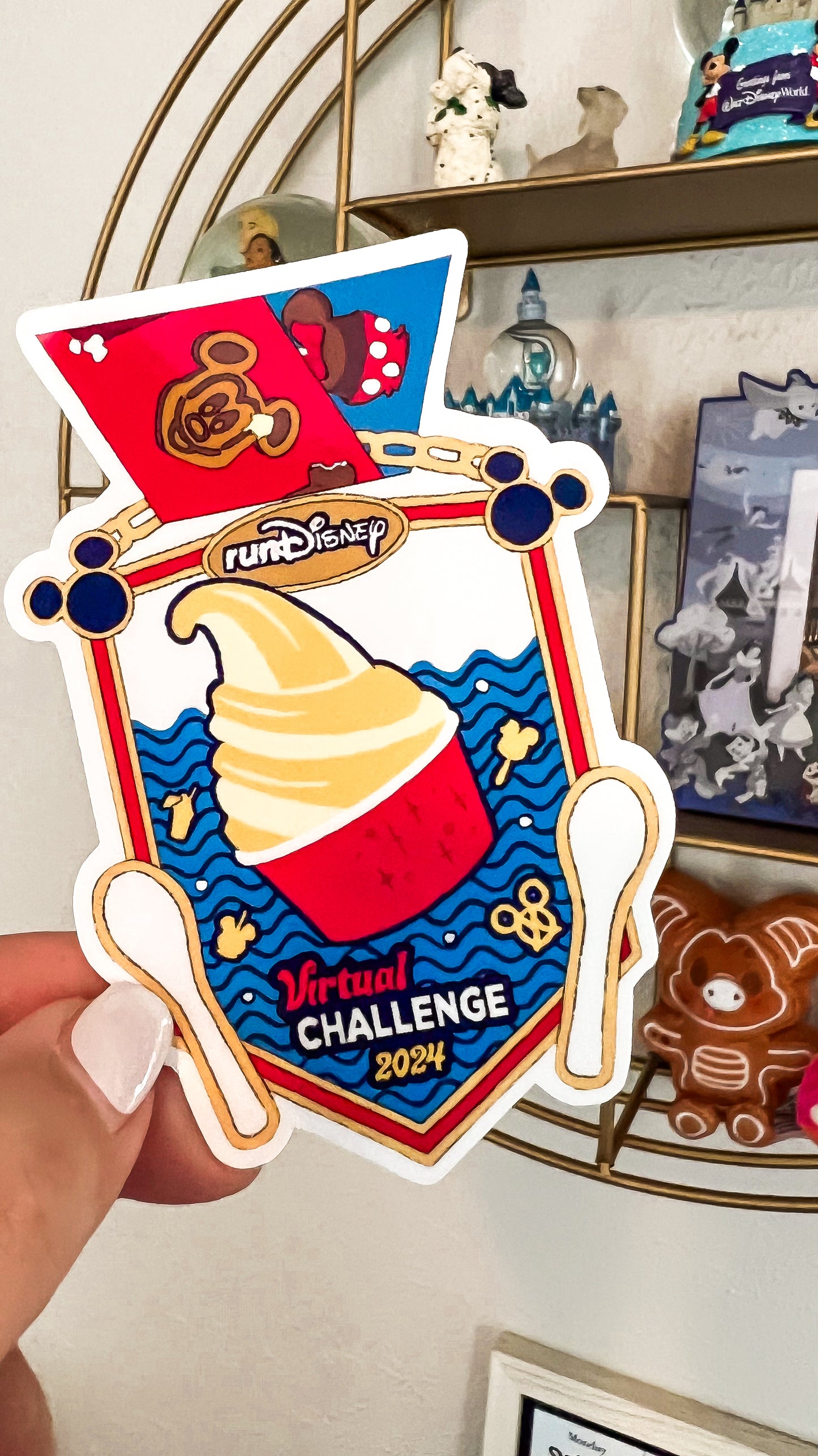 RunDisney 2024 Virtual Summer Series Complete Medal Stickers, 9.3 Miles Race, RunDisney Medal