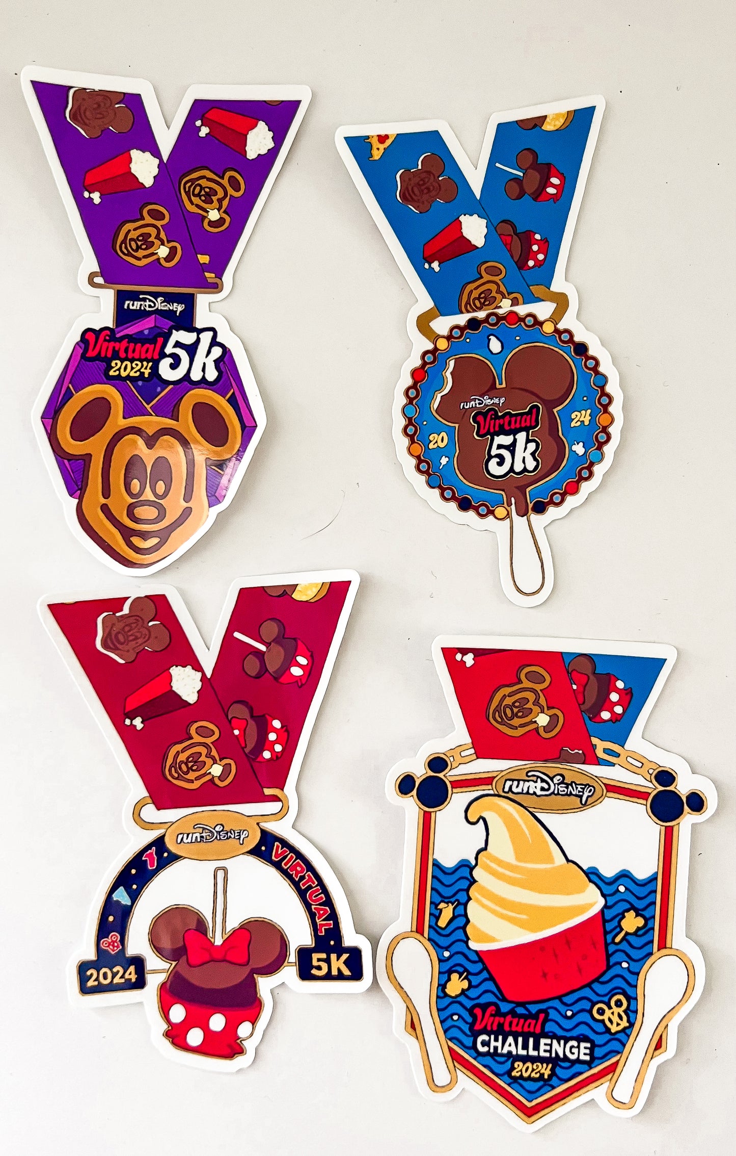 RunDisney 2024 Virtual Summer Series Complete Medal Stickers, 9.3 Miles Race, RunDisney Medal