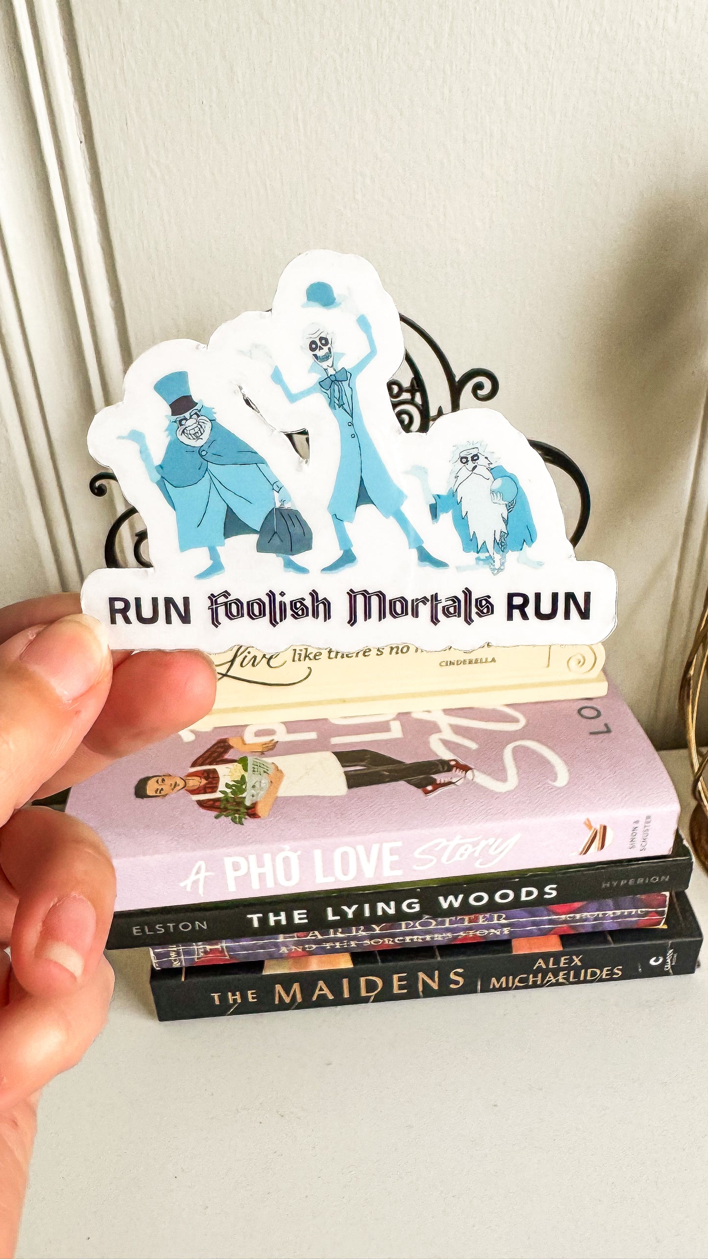 Run Foolish Mortals Run Transparent Sticker, Hitchhiking Ghosts, Haunted Mansion, RunDisney Sticker