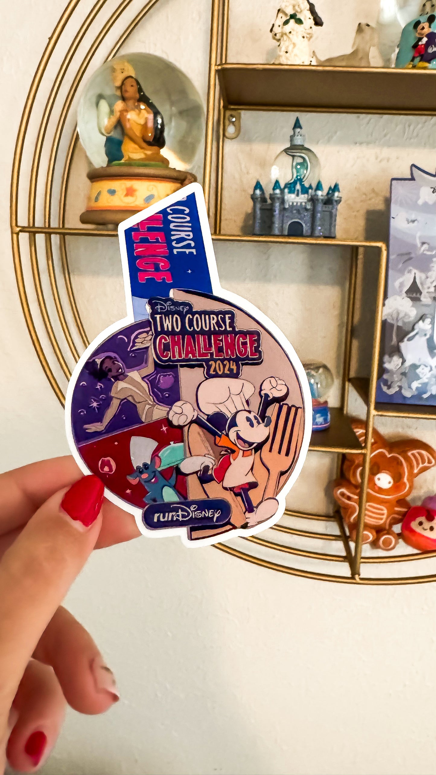 WDW Wine & Dine 2024 Half Marathon Weekend 5K + 2 Course Challenge Medal Sticker, RunDisney Medals