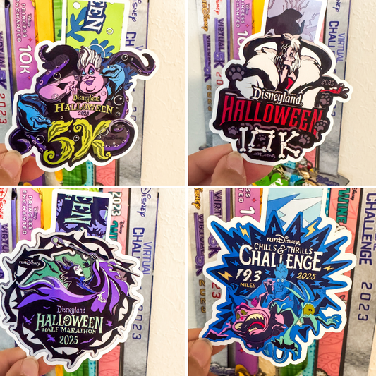 DLR 2025 Halloween Weekend 5K/10K/half + Thrills & Chills Challenge Medal Sticker, RunDisney Medals