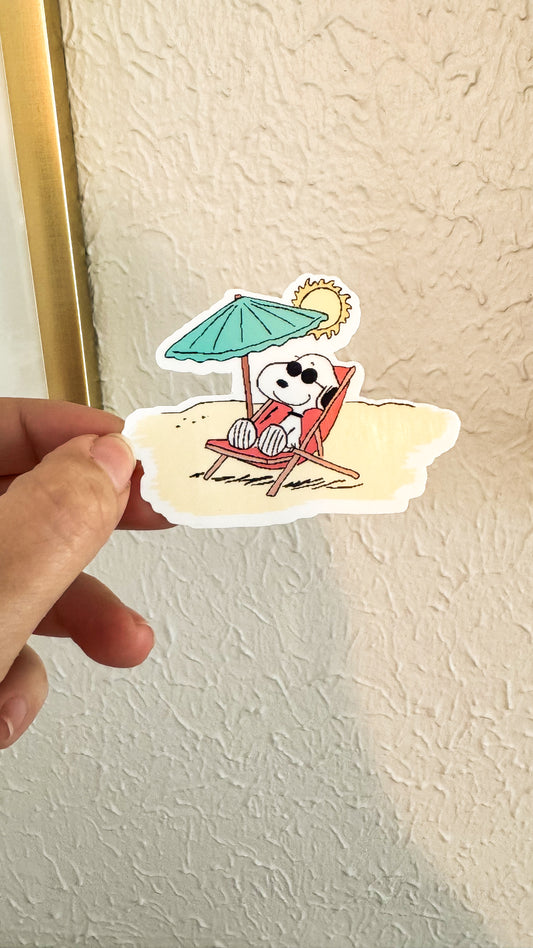 Cute Dog Beach Day Vinyl Sticker