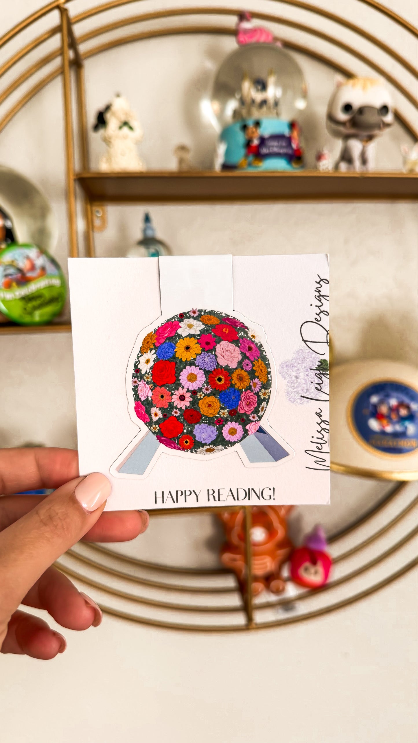 Floral Spaceship Earth Magnetic Bookmark