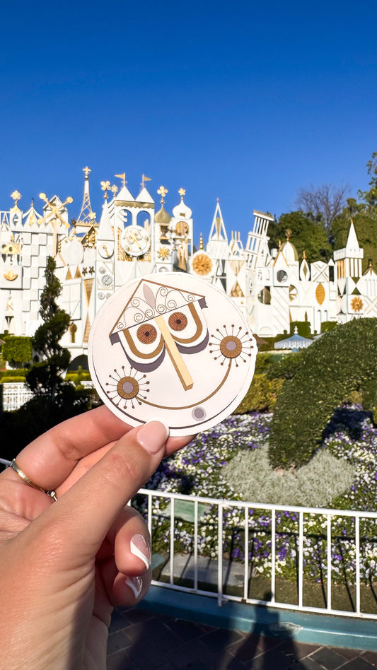 Small World Clock Face Vinyl Sticker