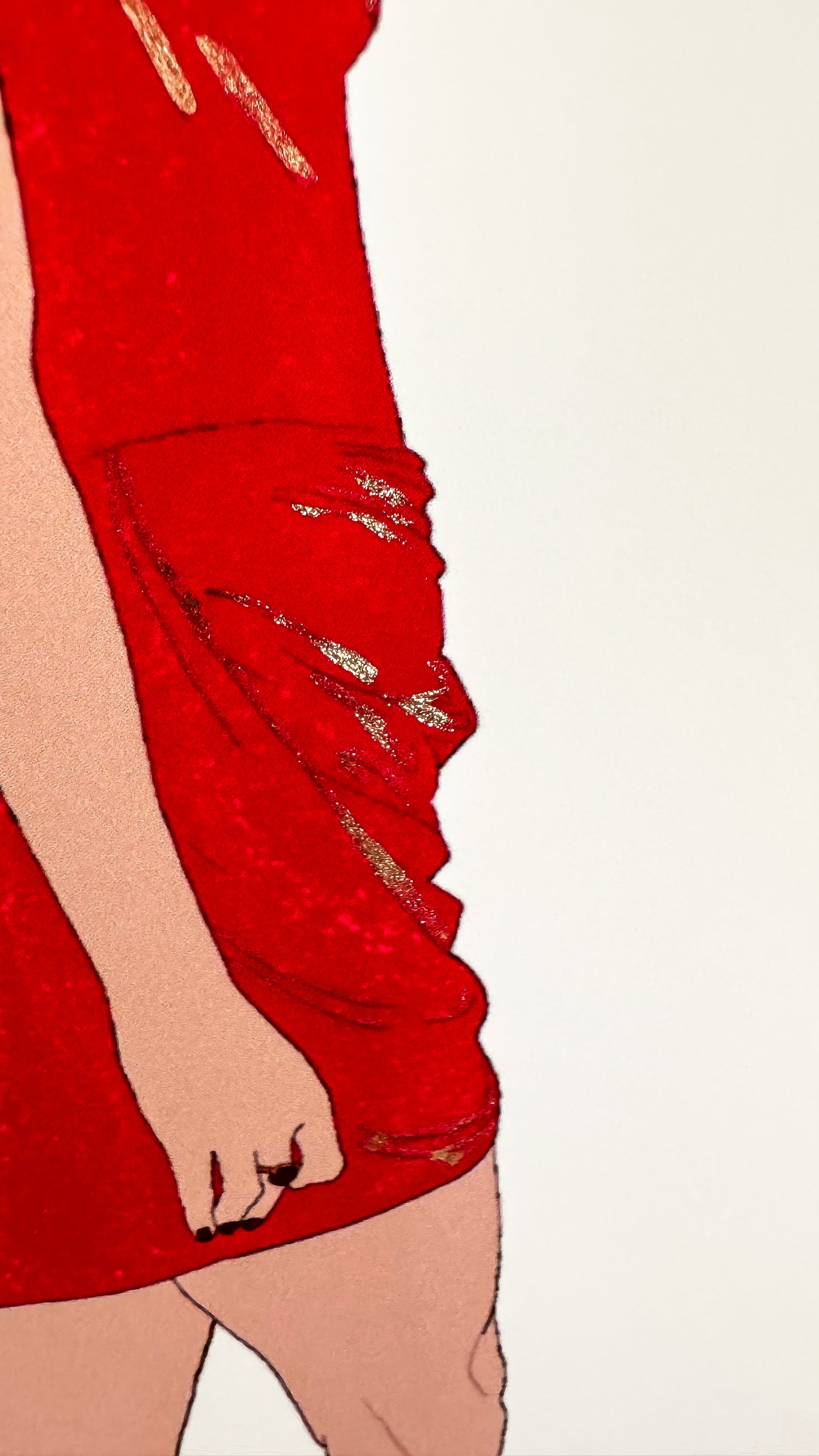 Red Dress Pop Icon Glitter Art Print