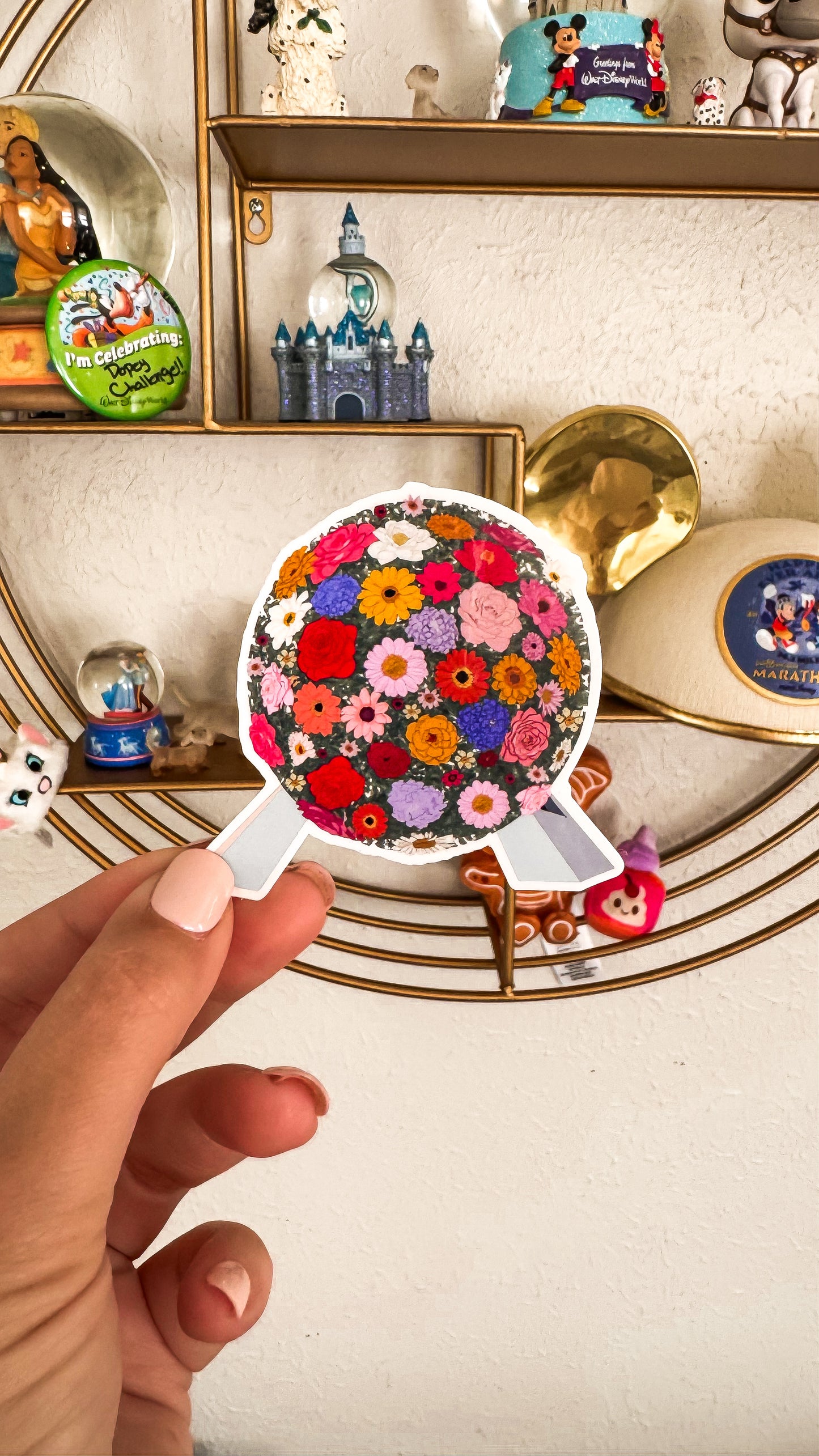 Floral Spaceship Earth Vinyl Sticker