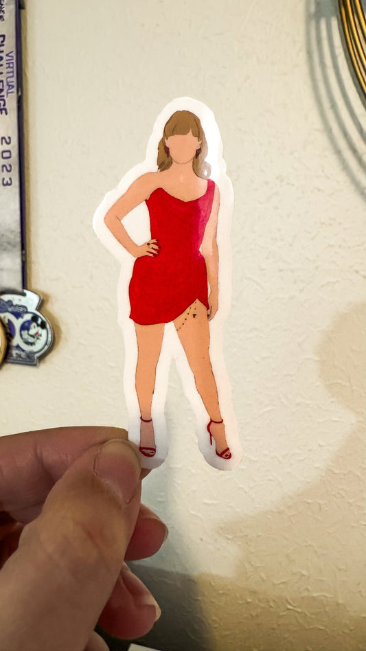 Pop Icon Red Dress Outfit Vinyl Sticker