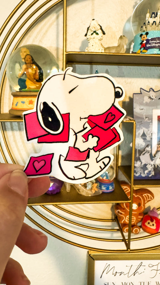 Cute Dog Carrying Love Letters Vinyl Sticker