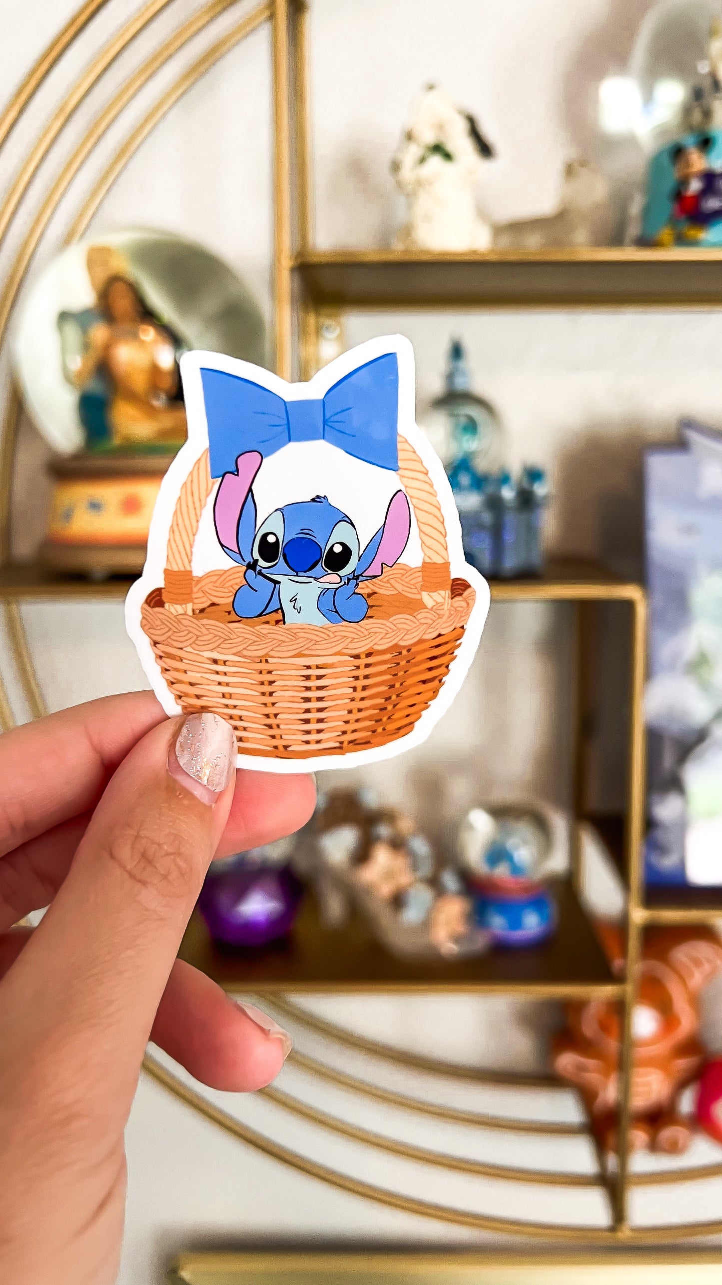 Stitch Basket Transparent Sticker
