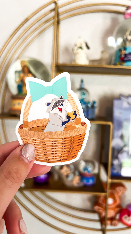 Meeko Basket Pocahontas Transparent Sticker, Disney bullet journal planner decal water bottle sticker