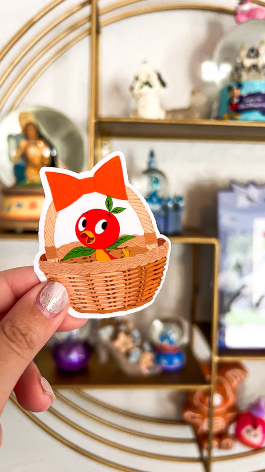 Orange Bird Basket Transparent Sticker