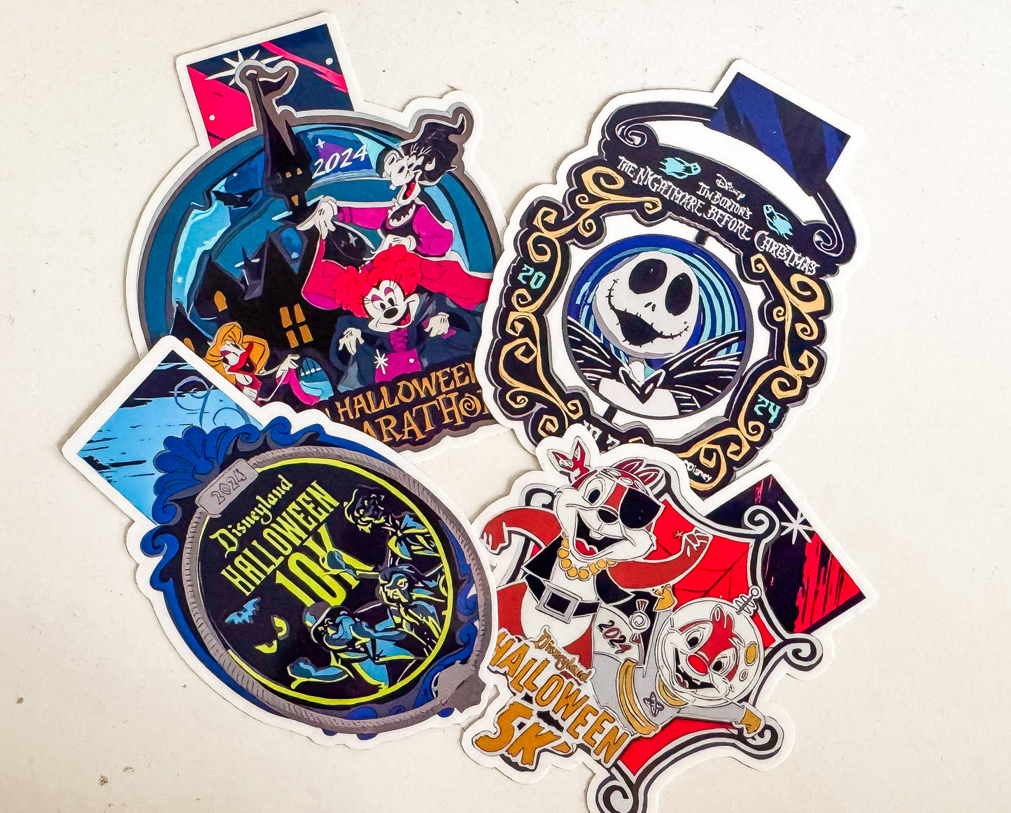 RunDisney DLR Halloween 2024 Half Marathon Weekend 5K + 2 Course Challenge Medal Sticker, RunDisney Medals